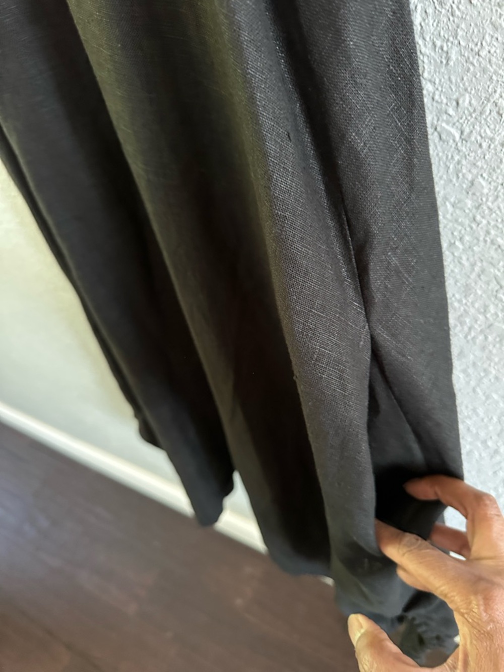 Diane Ness Art To Wear Black Linen Shift Dress Handmade USA Ruched Hem Pockets - Picture 6 of 13